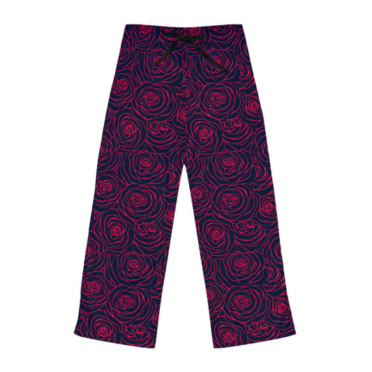 Rose Pattern Women's Pajama Pants - Cozy Floral Sleepwear for Relaxation