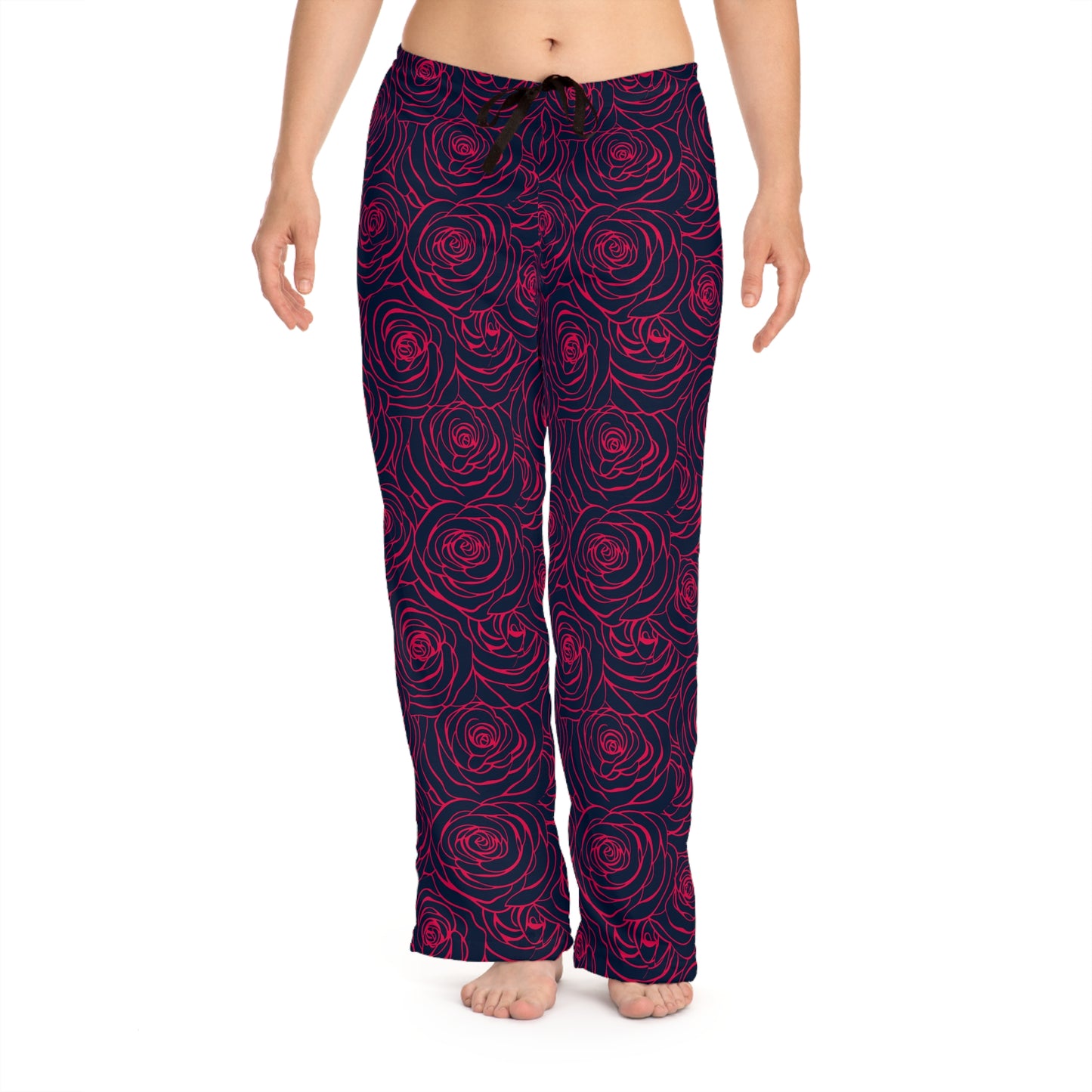 Rose Pattern Women's Pajama Pants - Cozy Floral Sleepwear for Relaxation